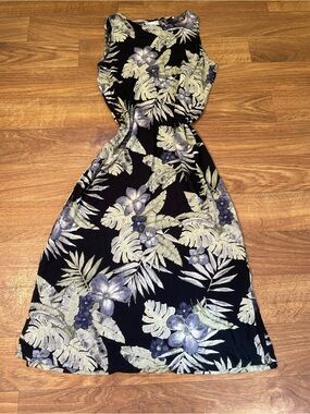 Vintage Dressing Clio Rayon Maxi Dress Floral Tropical Vacation Sleeveless Large